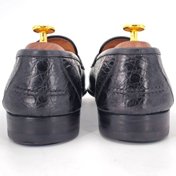 Salvatore Ferragamo Exotic Black Crocodile Dress Shoes Men 11 Penny Loafer Italy
